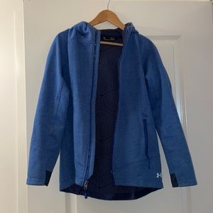 UA blue jacket repels rain